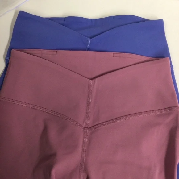 Lululemon Align V-waist Leggings Blue Crop LW6CNS/Pink LW5EUQS Set of 2 Sz 4